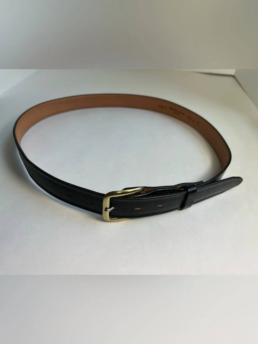 Vintage Paris Black Leather Dress Belt Size 32 Aniline Cowhide Comfort Buckle